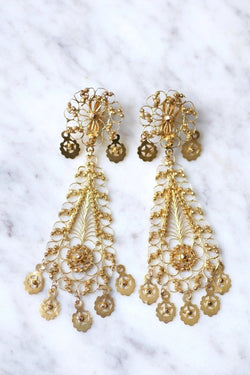 Boucles d'oreilles en or jaune filigrané - Castafiore