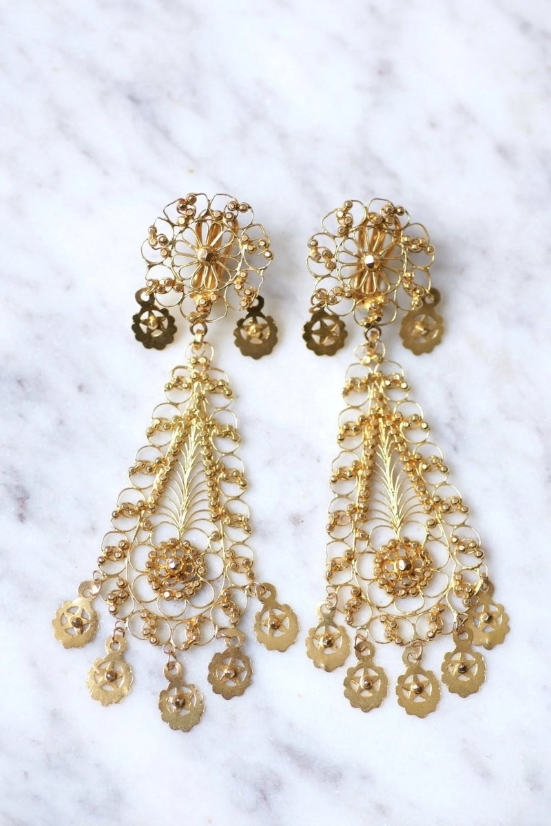 Boucles d'oreilles en or jaune filigrané - Castafiore
