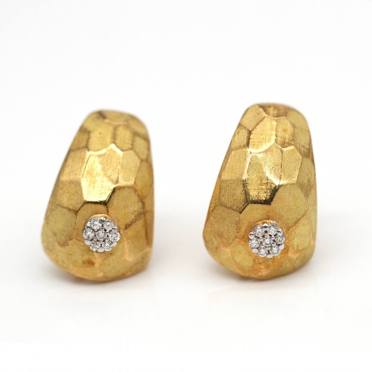 Boucles d'oreilles en or jaune, or blanc et diamants - Castafiore