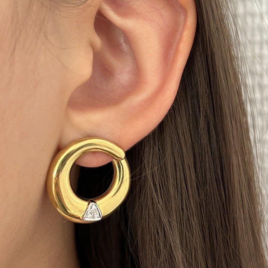 Boucles d'oreilles en or jaune, or blanc et diamants - Castafiore