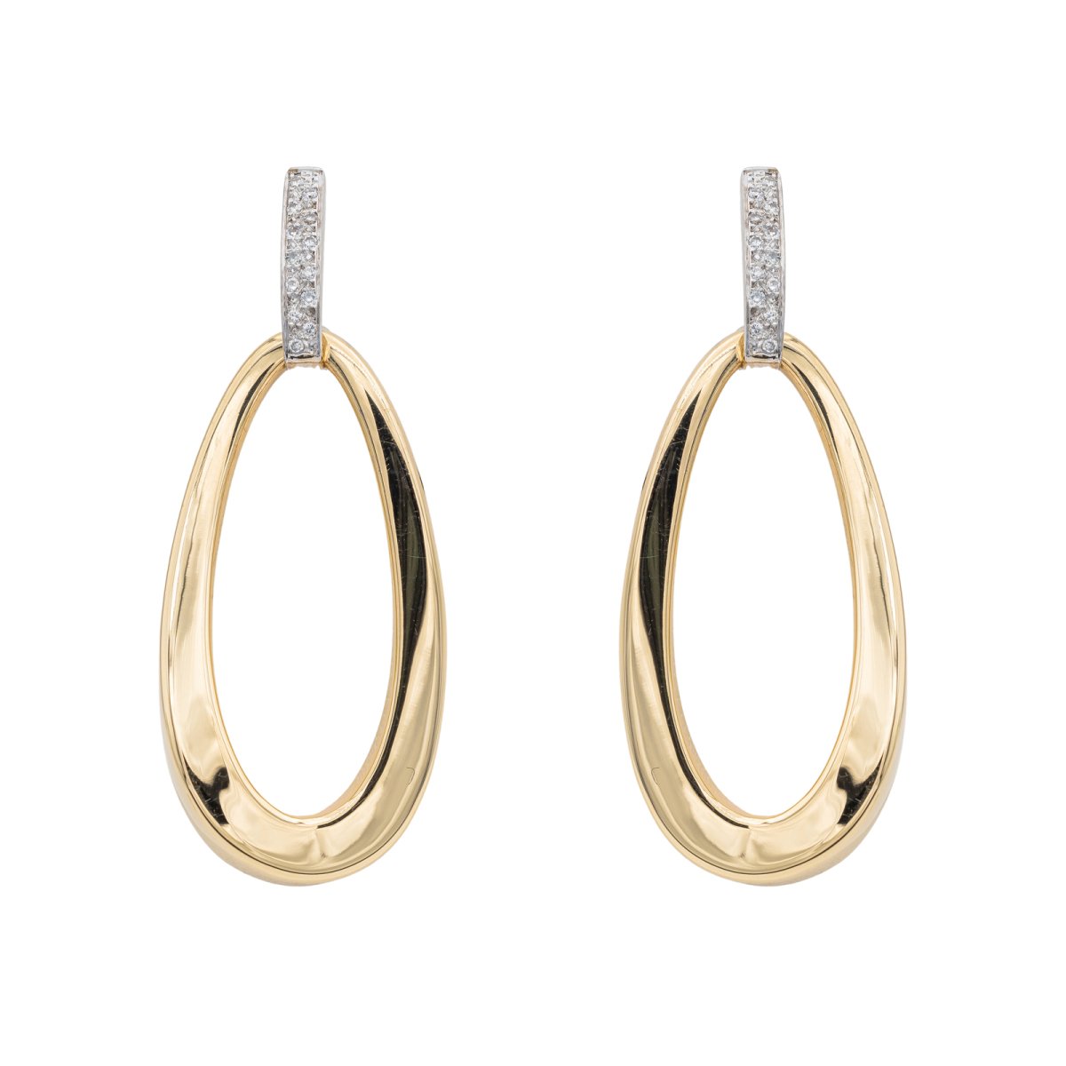 Boucles d'oreilles en or jaune, or blanc et diamants - Castafiore