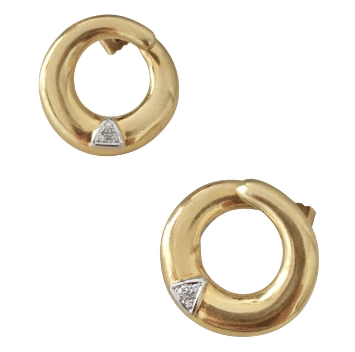 Boucles d'oreilles en or jaune, or blanc et diamants - Castafiore