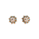 Boucles d'oreilles en or jaune, perles et turquoises - Castafiore