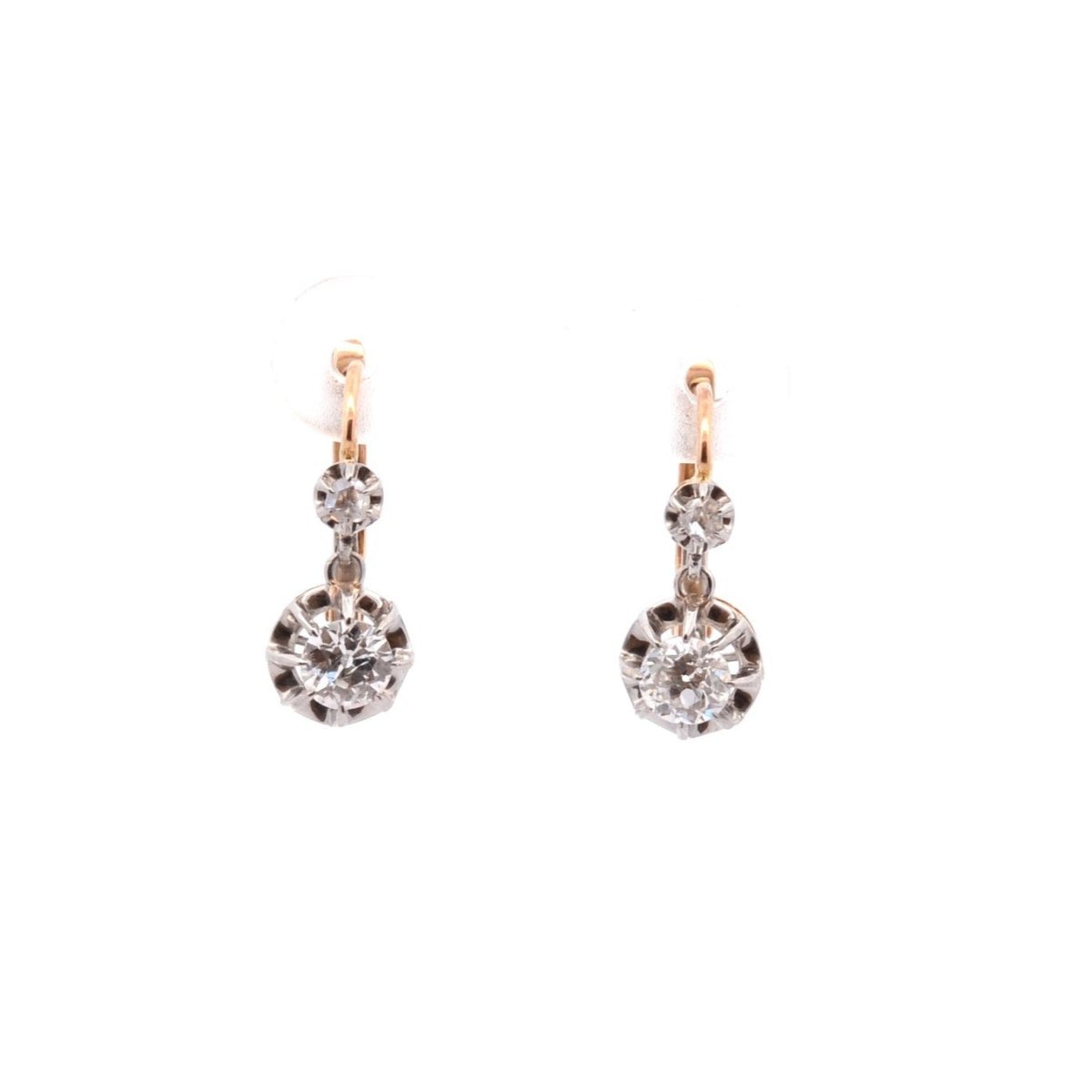 Boucles d’oreilles en or jaune platine et diamants - Castafiore