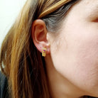 Boucles d'oreilles en or jaune, rubis et diamants - Castafiore