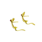 Boucles d'oreilles en or jaune, rubis et diamants - Castafiore