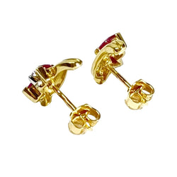 Boucles d'oreilles en or jaune, rubis et diamants - Castafiore