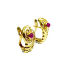 Boucles d'oreilles en or jaune, rubis et diamants - Castafiore