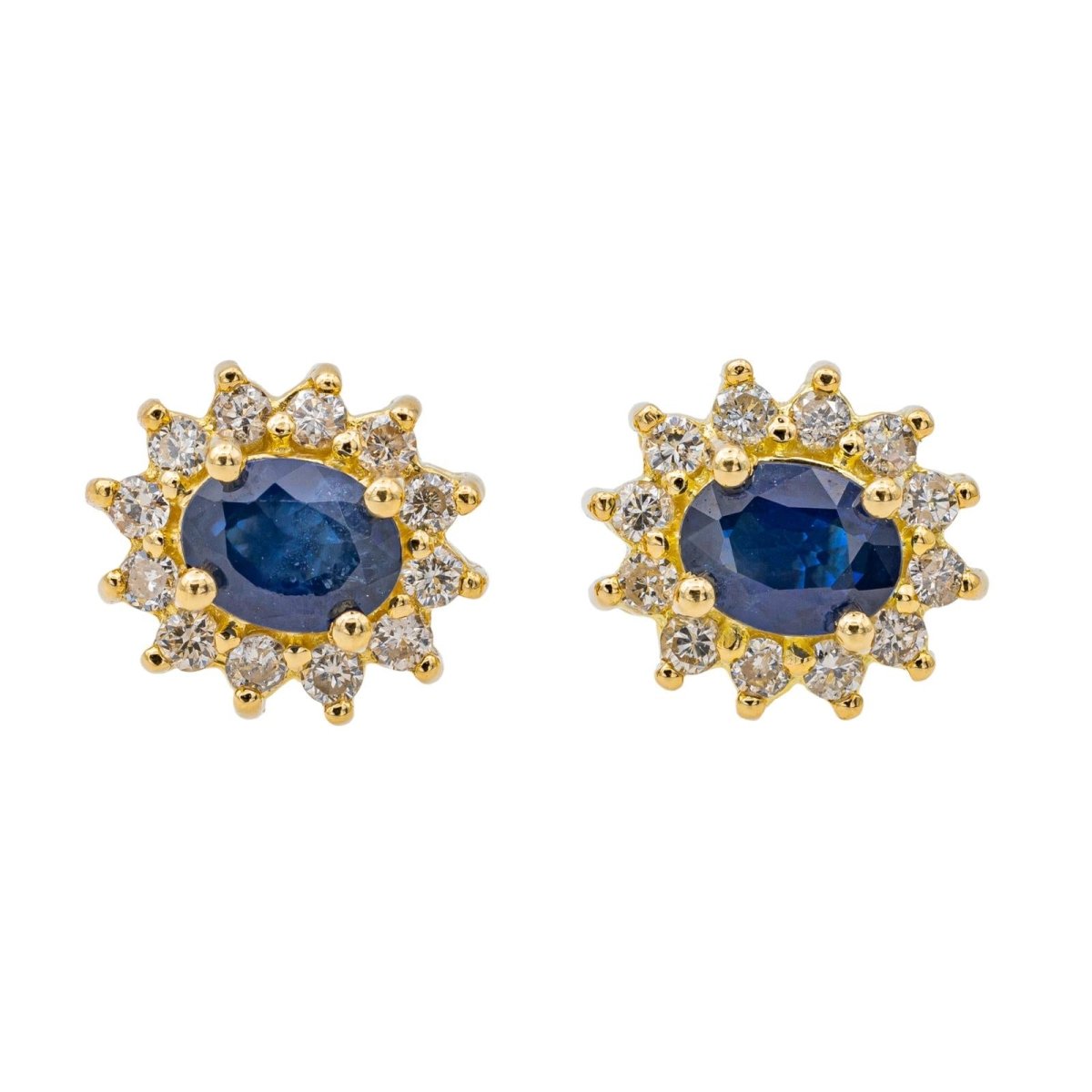 Boucles d'oreilles en or jaune, saphir et diamants - Castafiore