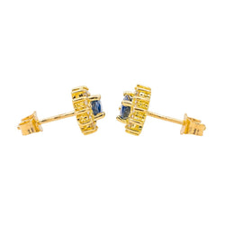 Boucles d'oreilles en or jaune, saphir et diamants - Castafiore