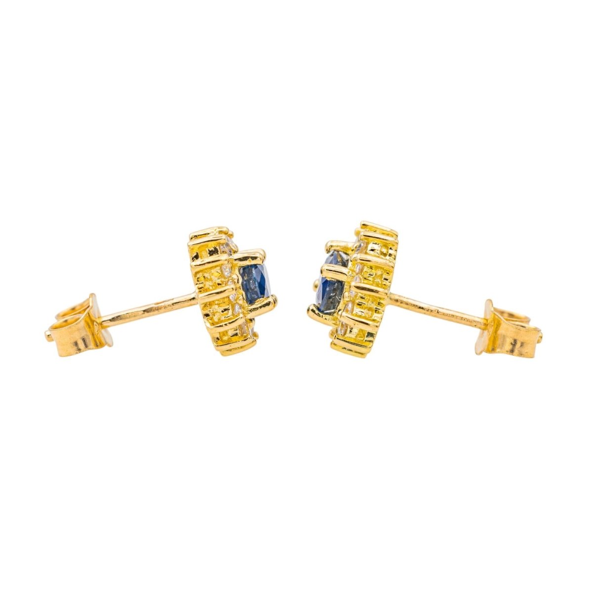 Boucles d'oreilles en or jaune, saphir et diamants - Castafiore