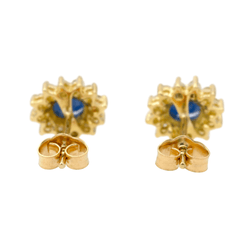 Boucles d'oreilles en or jaune, saphir et diamants - Castafiore