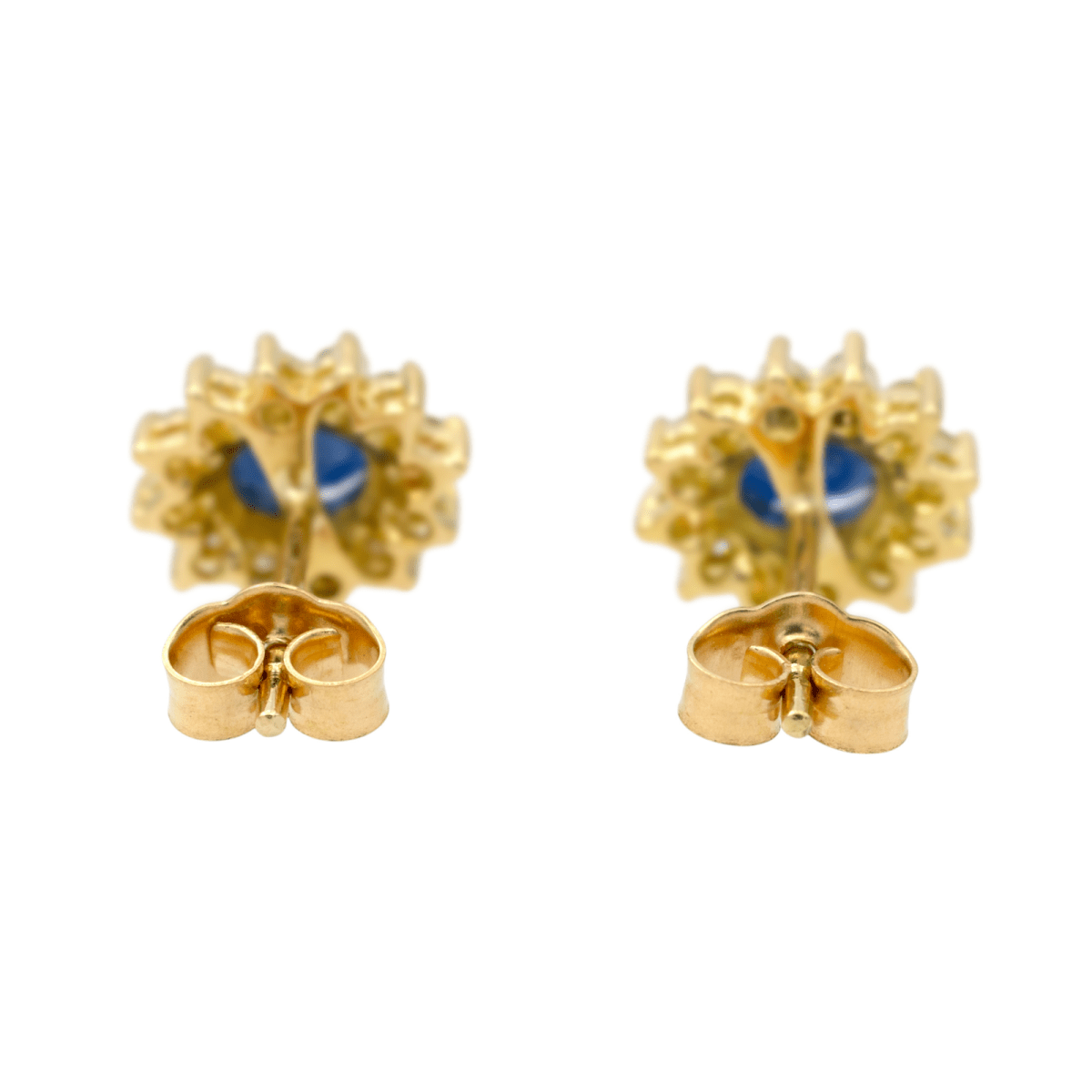 Boucles d'oreilles en or jaune, saphir et diamants - Castafiore