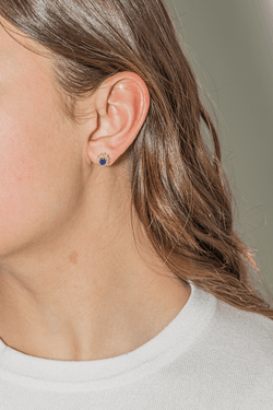 Boucles d'oreilles en or jaune, saphir et diamants - Castafiore