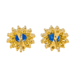 Boucles d'oreilles en or jaune, saphir et diamants - Castafiore