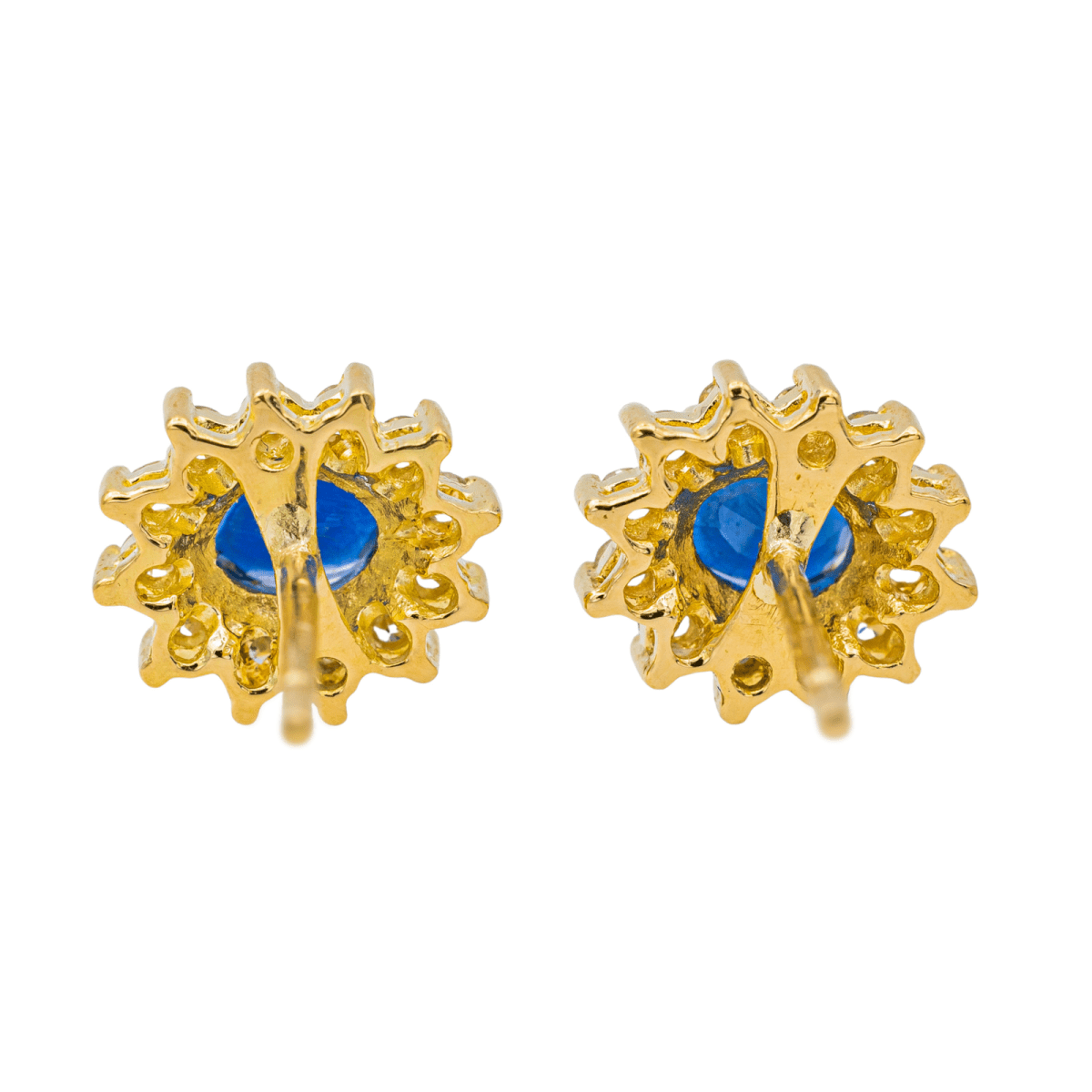 Boucles d'oreilles en or jaune, saphir et diamants - Castafiore
