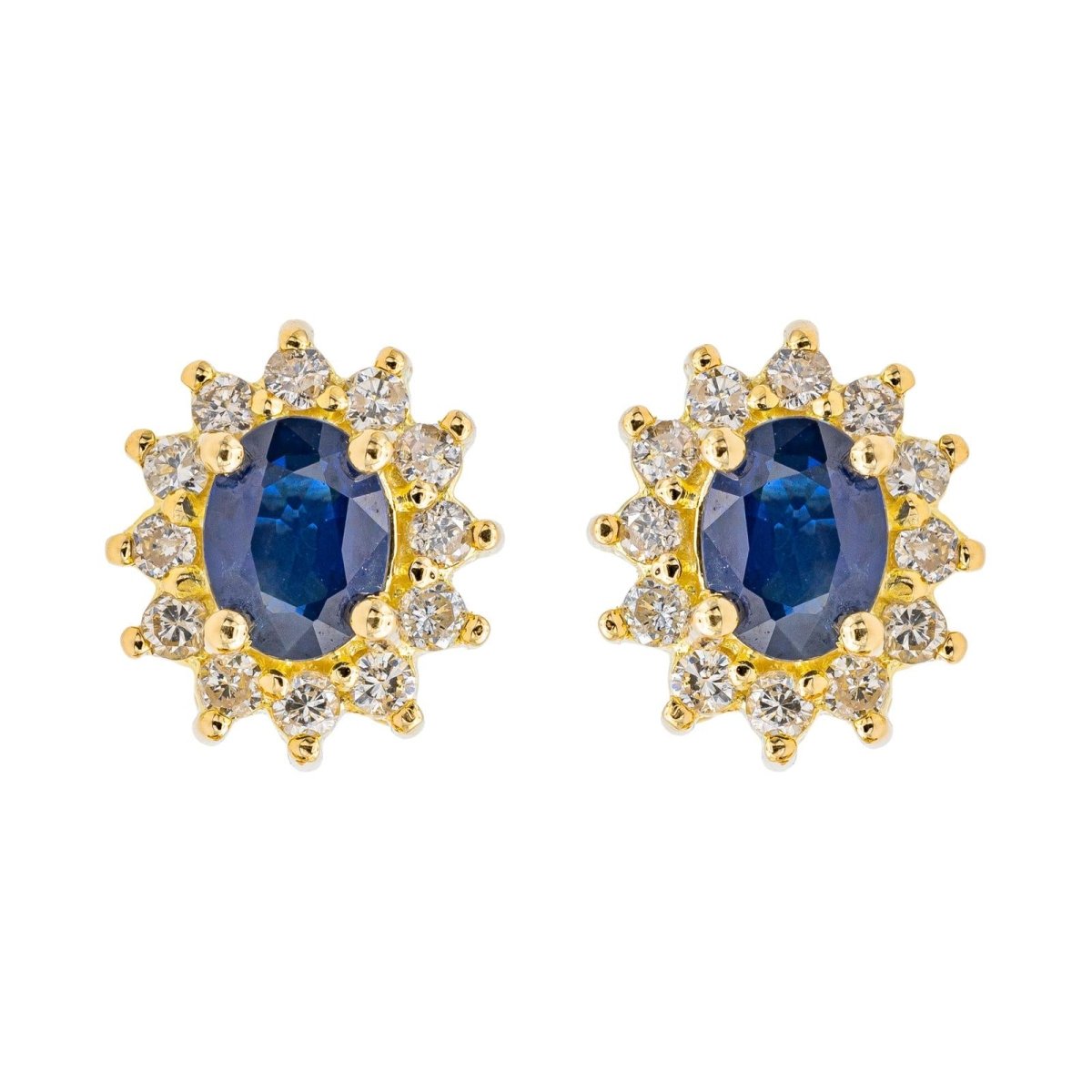 Boucles d'oreilles en or jaune, saphir et diamants - Castafiore