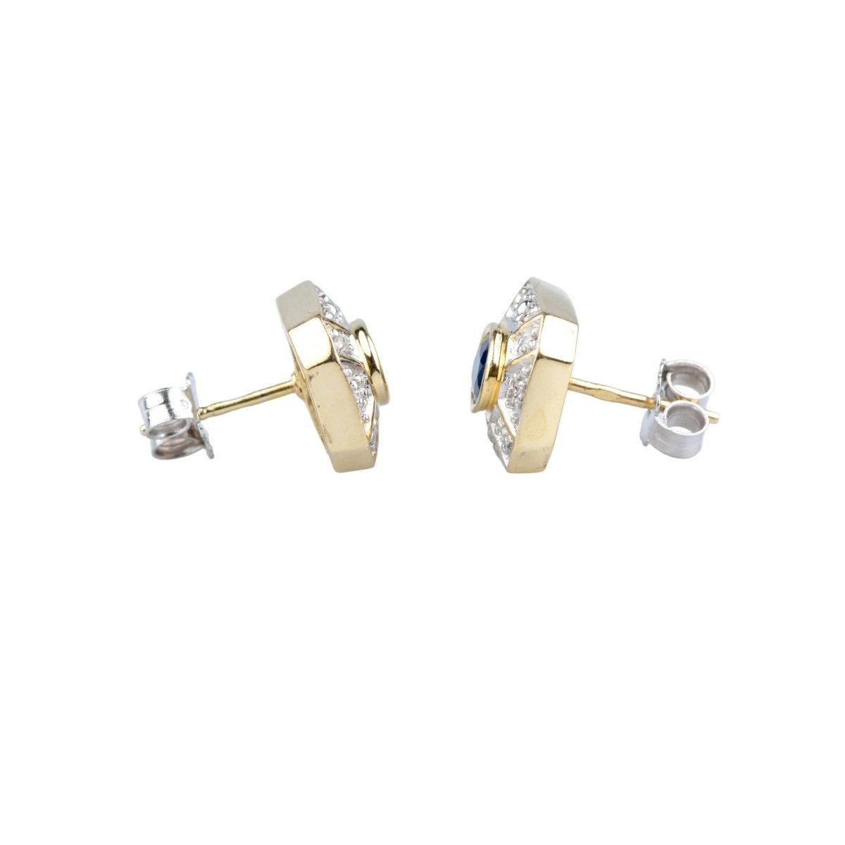Boucles d'oreilles en or jaune, saphirs et diamants - Castafiore