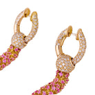 Boucles d'oreilles en or jaune, saphirs roses et diamants - Castafiore