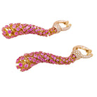 Boucles d'oreilles en or jaune, saphirs roses et diamants - Castafiore