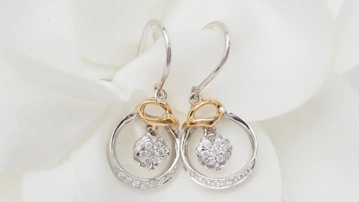 Boucles d'oreilles en or rose blanc et diamants - Castafiore