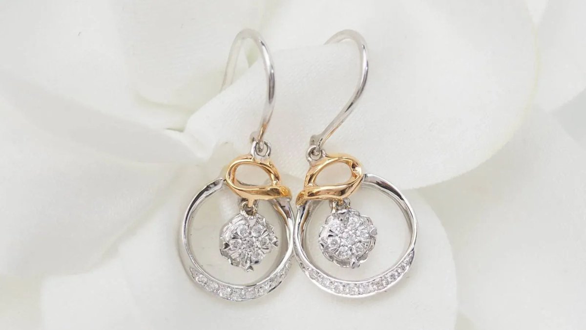 Boucles d'oreilles en or rose blanc et diamants - Castafiore