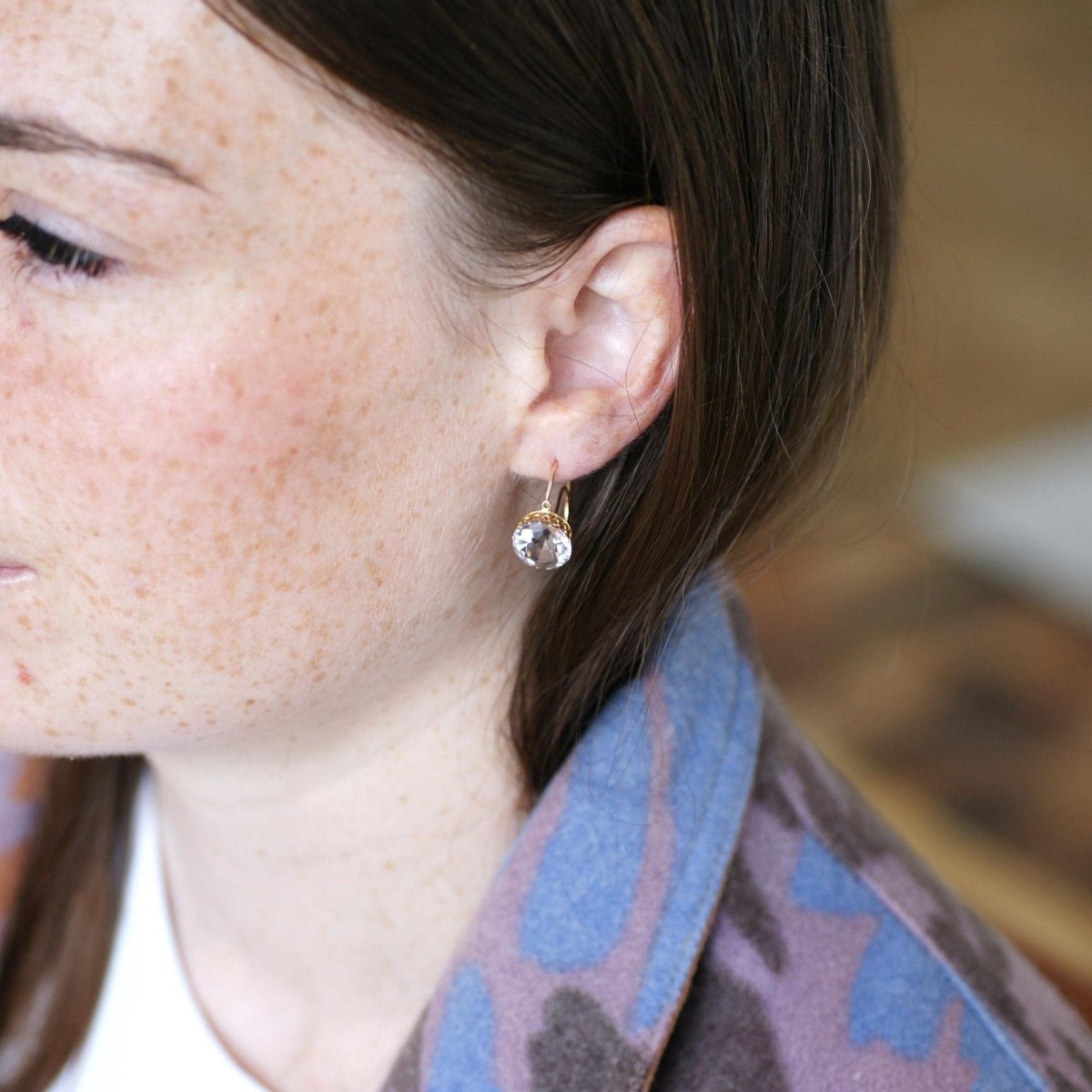 Boucles d'Oreilles en or rose et améthystes - Castafiore