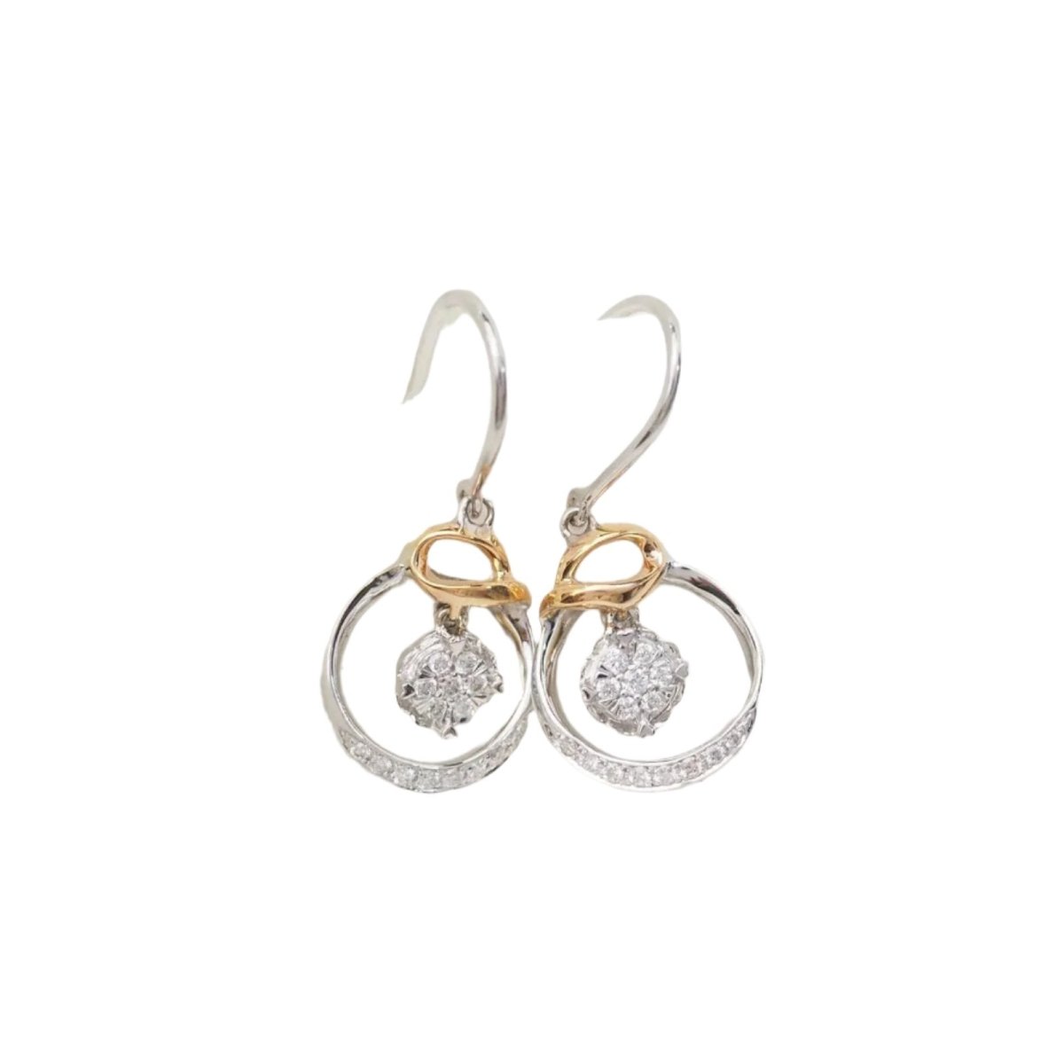 Boucles d'oreilles en or rose, or blanc et diamants - Castafiore