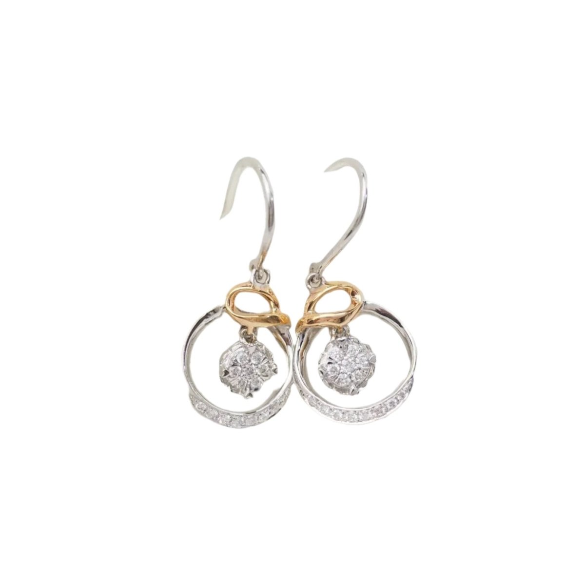 Boucles d'oreilles en or rose, or blanc et diamants - Castafiore