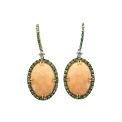 Boucles d'oreilles en or rose, tsavorites, corail et diamants - Castafiore