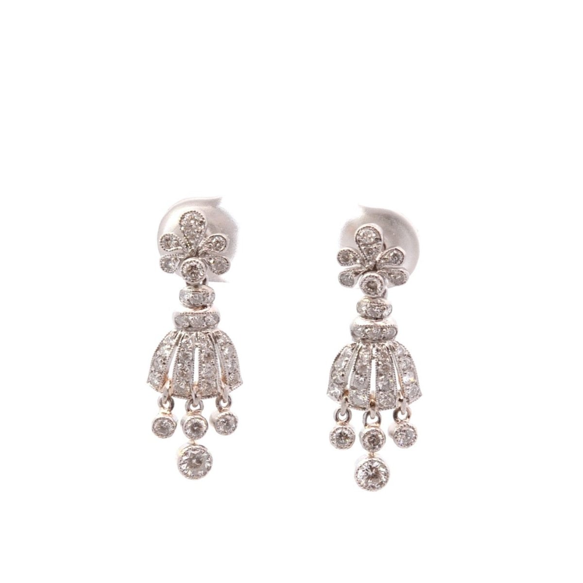 Boucles d'oreilles en platine et diamants - Castafiore