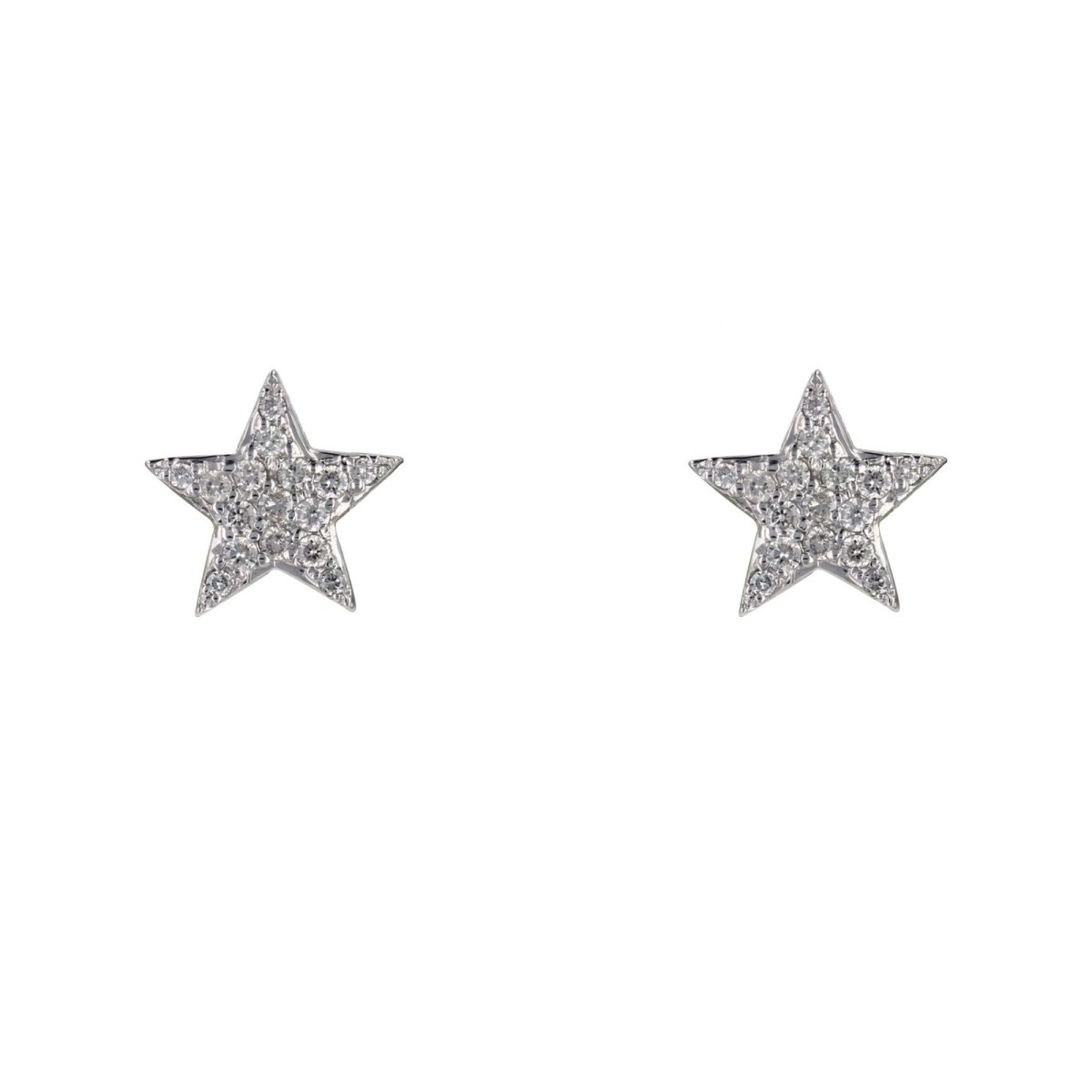 Boucles d'oreilles ÉTOILES Puces en or blanc et diamants - Castafiore