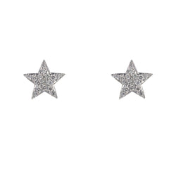 Boucles d'oreilles ÉTOILES Puces en or blanc et diamants - Castafiore