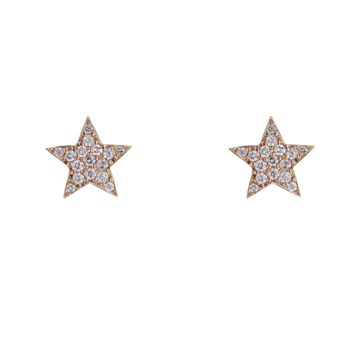 Boucles d'oreilles ÉTOILES Puces en or rose et diamants - Castafiore