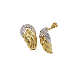 Boucles d'oreilles Feuilles en or jaune et diamants - Castafiore