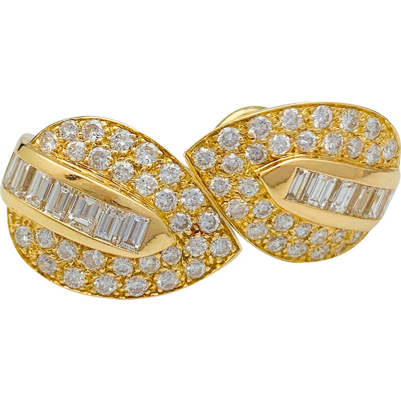 Boucles d'oreilles "Feuilles" en or jaune et diamants - Castafiore