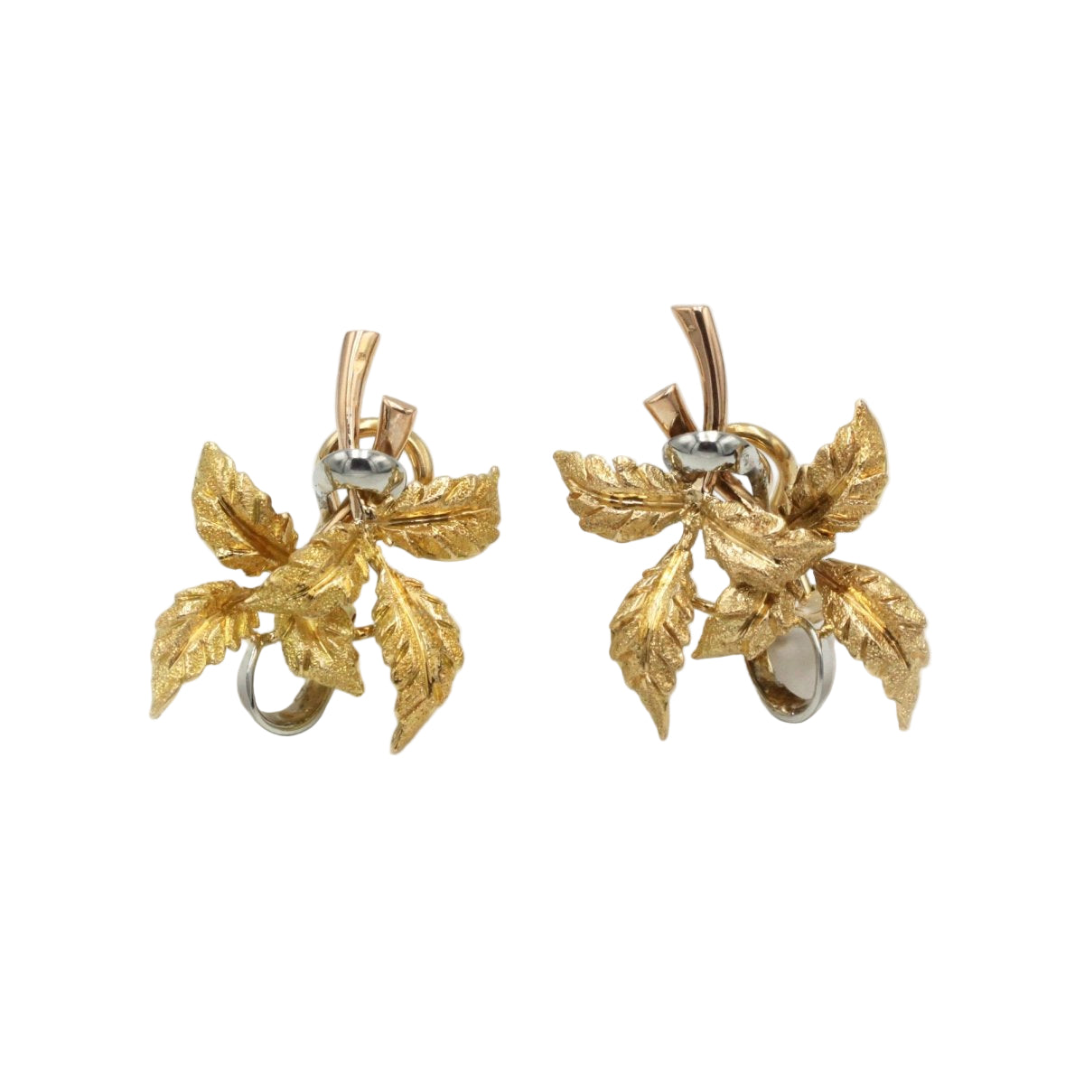 Boucles d'oreilles Feuilles en or tricolore - Castafiore