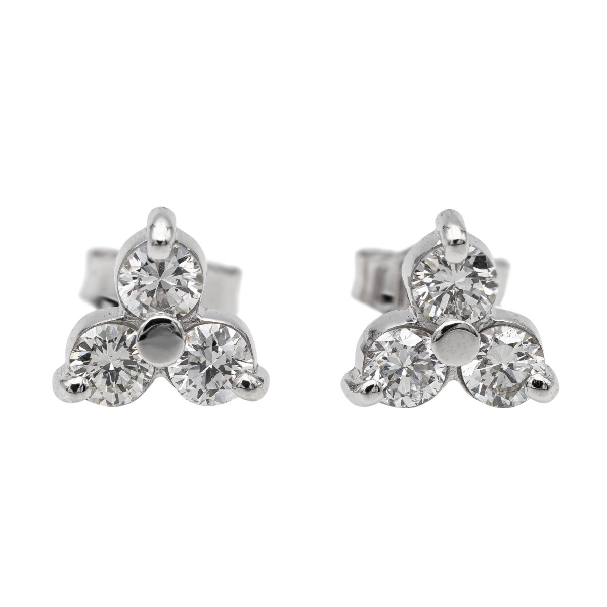 Boucles d'oreilles Fleur Or blanc Diamant - Castafiore