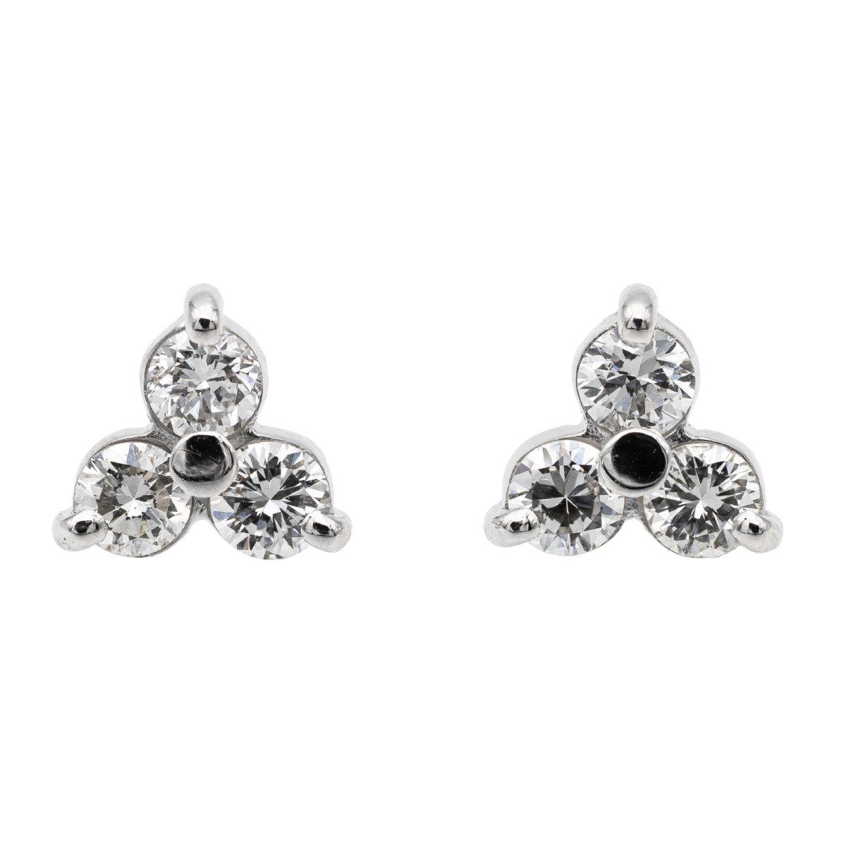 Boucles d'oreilles Fleur Or blanc Diamant - Castafiore