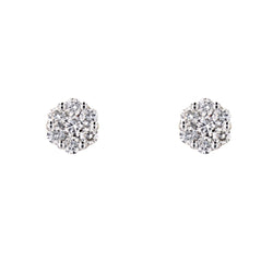 Boucles d'oreilles Fleurs en or blanc et diamants - Castafiore