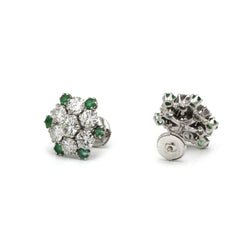 Boucles d'oreilles Flocons - Or blanc, Emeraudes et Diamants - Castafiore