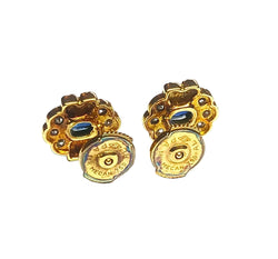 Boucles d'oreilles florales en or jaune saphirs et diamants - Castafiore
