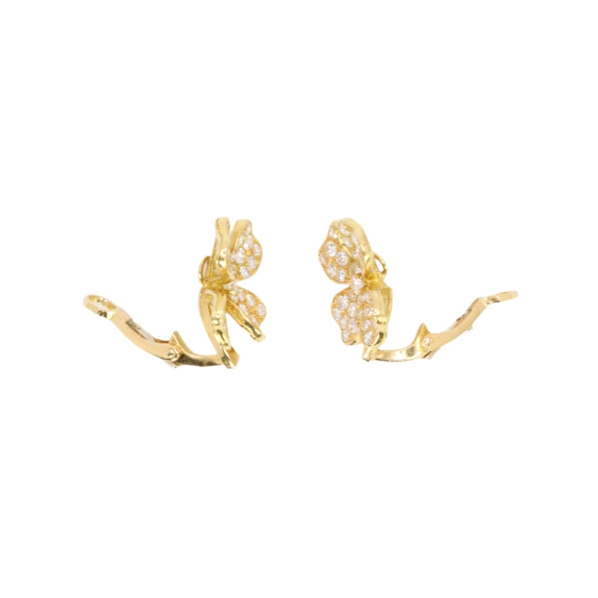 Boucles d'oreilles Fred Trèfles en or jaune et diamants - Castafiore