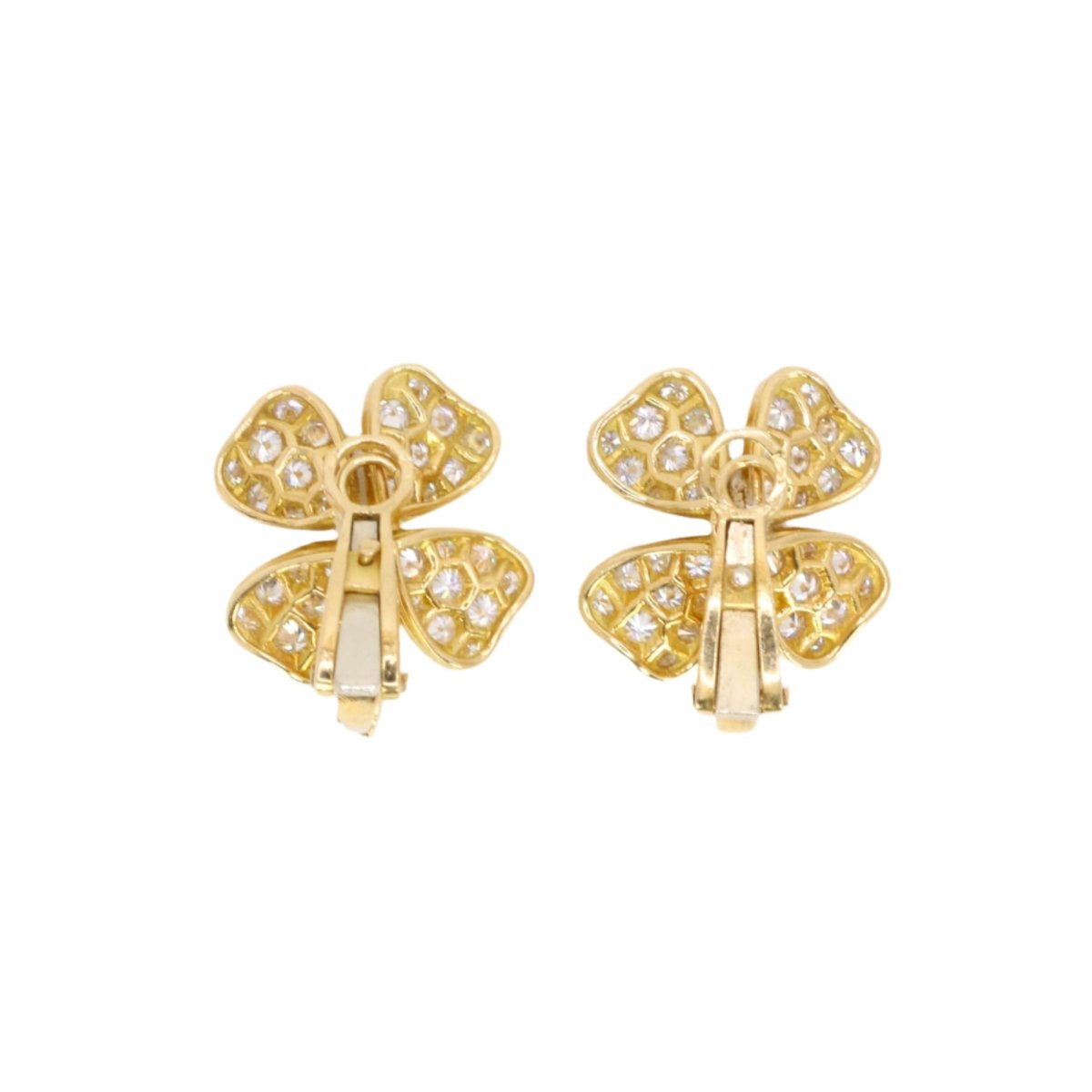 Boucles d'oreilles Fred Trèfles en or jaune et diamants - Castafiore