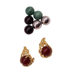 Boucles d'oreilles GILBERT ALBERT en or jaune, cornaline, aventurine, onyx et acier - Castafiore
