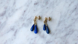 Boucles d'Oreilles Goutte Lapis Lazuli sur Or Jaune - Castafiore