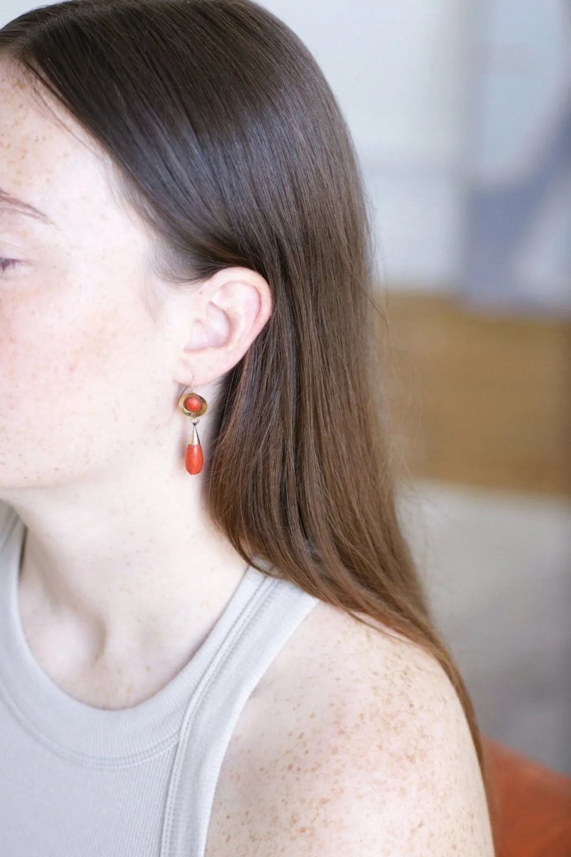 Boucles d'Oreilles Gouttes Corail - Castafiore