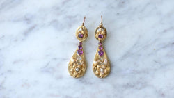 Boucles d'Oreilles Gouttes Grenats sur Or Jaune - Castafiore