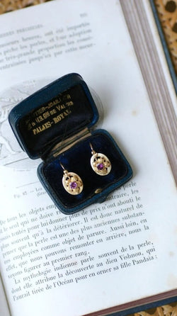 Boucles d'Oreilles Gouttes Grenats sur Or Jaune - Castafiore