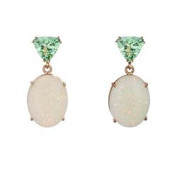 Boucles d'oreilles grenats mint et opales australiennes - Castafiore
